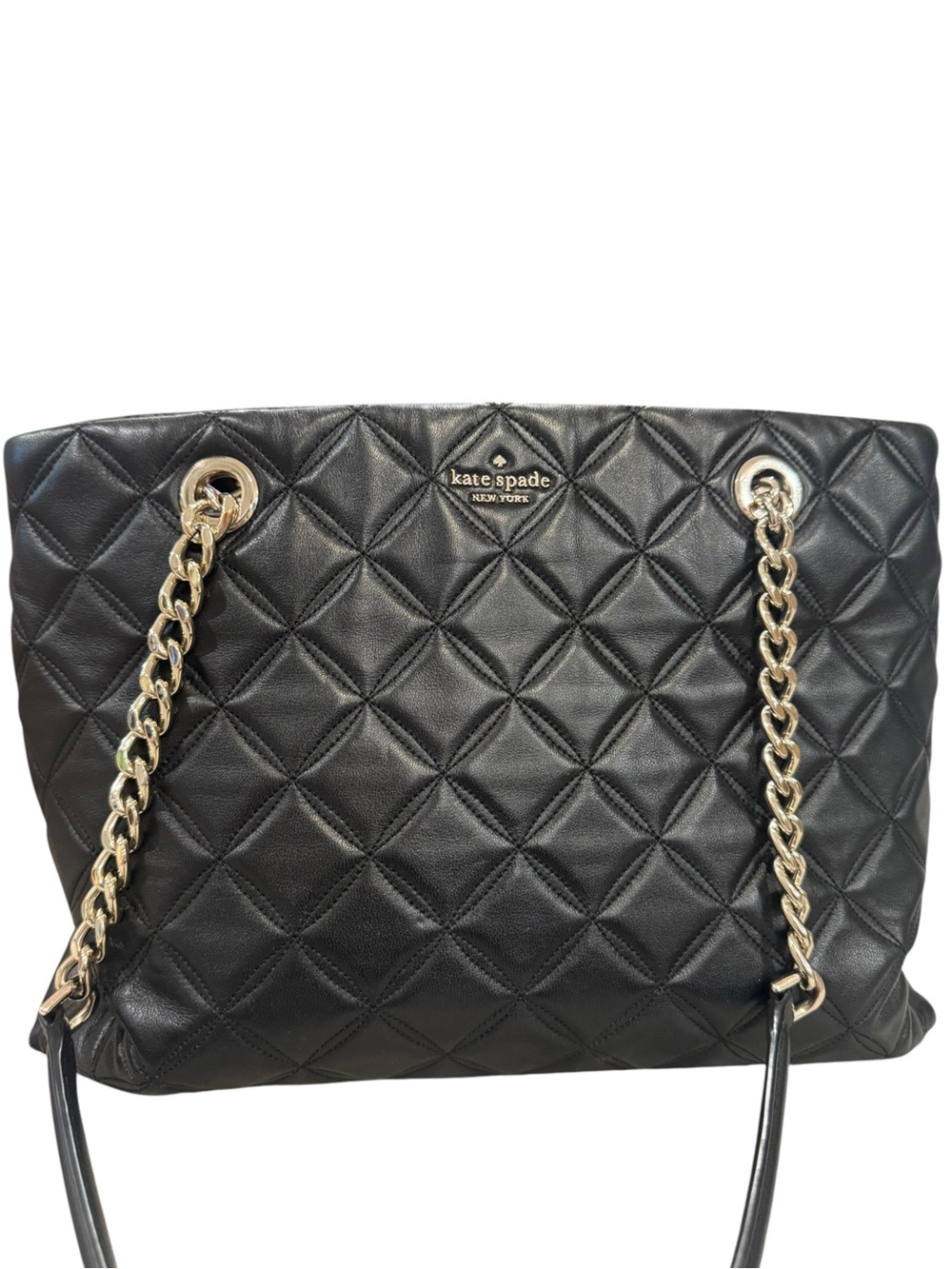 Kate Spade BQuilted Leather Shoulder Bag with Gold Chain Straps